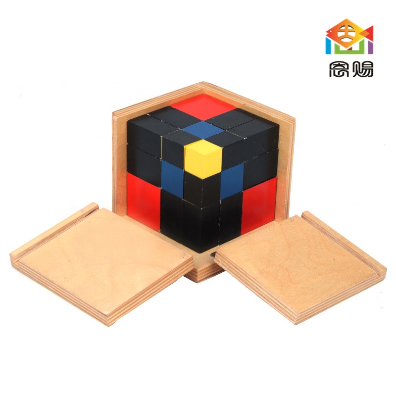 Trinomal cube beech wood box